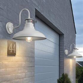 B12004pg-wh Ylhogar 2 Pack Farmhouse Gooseneck Wall Sconce Barn Lights Motion Sensor And Dusk To