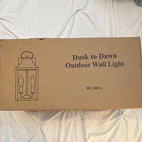 Wl303a Ysn Dusk-to-dawn Outdoor Wall Sconce Lantern Black Metal Glass 19 Inch E12 2-pack
