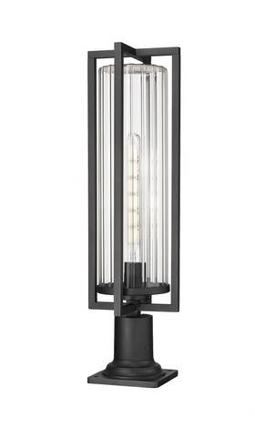 5013phbr-533pm-bk Z-lite - Aura 1 Light Outdoor Pier Mount-27.75 Inches Tall And 8 Wide