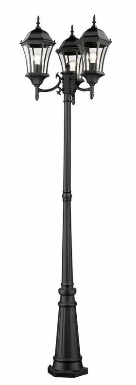 522mp3-bk Z-lite - Wakefield 3 Light Outdoor Post Mount-90 Inches Tall And 25