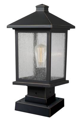 531phms-sqpm-orb Z-lite Portland 1-light Outdoor Pier Mounted Fixture Light In Oil Rubbed Bronze