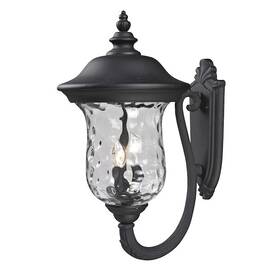 16x12.375x24.25 Z-lite 533b-bk Armstrong Outdr Wall Lt Inch Blk Clr Waterglass -