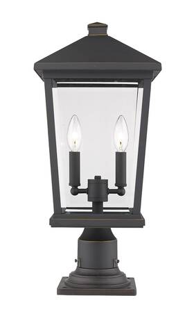568phbr-533pm-orb Z-lite Beacon 2-light Outdoor Pier Mounted Fixture Light In Oil Rubbed Bronze