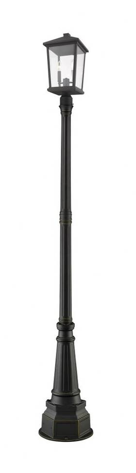 568phxlr-564p-orb Z-lite - Beacon 3 Light Outdoor Post Mount Lantern In Transitional Style