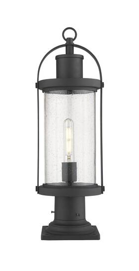 569phm-533pm-bk Z-lite Roundhouse 1-light Outdoor Pier Mounted Fixture Light In Black 569phm-533pm-bk Z-lite Roundhouse 1-light Outdoor Pier Mounted Fixture Light In Black