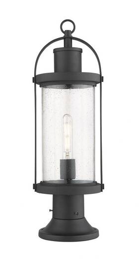 569phm-553pm-bk Z-lite - Roundhouse 1 Light Outdoor Pier Mount Lantern In Period Inspired