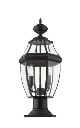 580phm-533pm-bk Z-lite Westover 2-light Outdoor Pier Mounted Fixture Light In Black
