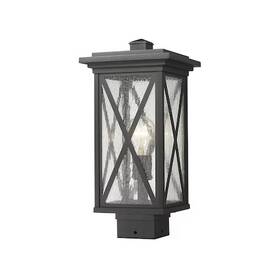 583phms-bk Z-lite Brookside 1 Light Outdoor Post Mount Fixture Black And Clear