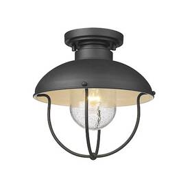 590f-bk Z-lite Ansel 1 Light Outdoor Flush Ceiling Mount Fixture Black And