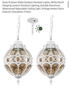B0ddwmshgv Zanritelit Dusk To Dawn White Globe Outdoor Pendant Lights 2 Pack Amber Glass Lanterns