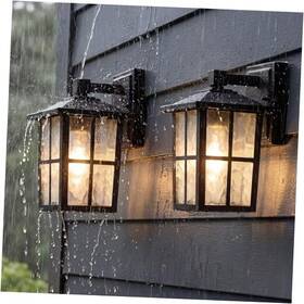 Zhongshan City Rongrui Lighting Factory 705399634750 Outdoor Waterproof Patio Wall Light Fixtures Set Of 2 Black Pack