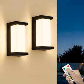 3cctrcwl Zoopeen 2 Pack Remote Control Outdoor Wall Lamp Porch Lights 3 Color Modern Exterior