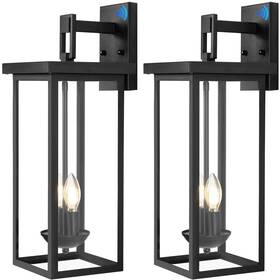 Mk-095-dbd-gy-22in-2 Zsmaiku Outdoor Wall Light 22in Dusk To Dawn 2-pack Waterproof Black Porch Sconce