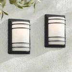 Habitat 11" Black And Frosted Glass Outdoor Wall Lights Set Of 2. Fixed Price $169.98.