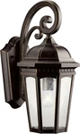 Rubbed Bronze 17.75" Outdoor Wall Light With Clear Seeded Glass For Entryways. Fixed Price $247.99.