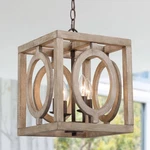 Lnc Farmhouse Wood Arisema 4-LIGHT Square Chandelier. Fixed Price $79.90.
