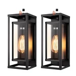 Mirrea 14" Dusk To Dawn Outdoor Wall Sconce Light In Matte Black Rectangula.... Fixed Price $127.69.