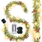 Ganeen 6 Ft Christmas Light Up Garland Prelit Snowy Olive With 20 Led. Fixed Price $50.69.
