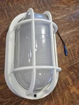 Set Of 2; Hampton Bay 240-236 Outdoor Bulkhead Light White Finish Cast Alum. Fixed Price $21.00.