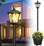 64 Inch Solar Lamp Post With Planter, 60 High Lumens Street Light,. Fixed Price $79.41.
