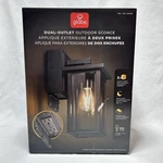 Globe Dusk To Dawn Outdoor Wall Light With 2 Outlets Black Waterproof Porch Lamp. Fixed Price $49.00.
