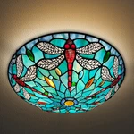 16" Tiffany Stained Glass Ceiling 3-LIGHTS For Home Decor. Fixed Price $199.99.