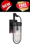 Kichler 59124BKT Brix 19" Outdoor Wall Light Black Glass Globe New. Fixed Price $79.99.