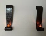 Vintage Pair Ornate Art Deco Textured Bronze Scroll Wall Sconce Candle Holders. Fixed Price $179.95.