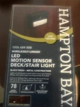 Hampton Bay Wireless Led Motion Sensor Deck Stair Light Low Voltage Black. Fixed Price $14.00.