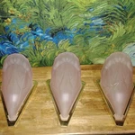 3 Vtg Sconce Lights French Art Deco Pressed Glass Frosted Mauve Pink Rare-works. Fixed Price $250.00.