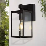 Lnc 9.3 In Modern Outdoor Wall Lantern Sconce, Black, Clear Glass - 1. Fixed Price $38.24.