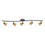 Benjara 5 Light Glass Shade 120V Metal Track Fixture- Black And Yellow. Fixed Price $471.99.