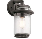 Kichler 49865WZC 14" Outdoor Wall Light, Weathered Zinc. Fixed Price $210.00.