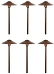 Landscape Low Voltage Lighting - Mushroom Path Rust Finish Pack Of 6. Fixed Price $135.00.