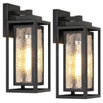 Water Ripple Outdoor Wall Lantern, Exterior Porch Light Fixture Black, 2 Pack.... Fixed Price $136.33.