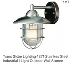 Sconce Exterior. Transglobe Stainless Steel. Fixed Price $47.00.