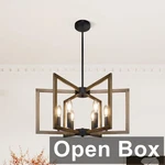 6-LIGHT Modern Farmhouse Pendant Lights Vintage Geometric Retro Wood Texture. Fixed Price $45.63.