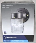 Westinghouse Outdoor Wall Light Matte Black Clear Glass 66885 Jelly Jar Shape. Fixed Price $14.99.