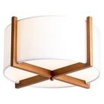 Semi-flush Mount Ceiling Light Fixture With Wood And Off-white Fabric Drum Sh.... Fixed Price $101.41.
