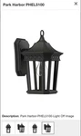 2 Park Harbor Foxfield Single Light 11-3/4" Tall Outdoor Wall Sconce Discontinue. Fixed Price $133.90.