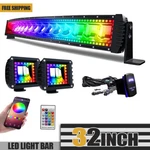 32" Rgb Curved Led Light Bar Combo Changing Chasing Strobe Flashing + Wiring. Fixed Price $195.99.