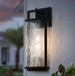 Lnc Modern Black Outdoor Wall Lantern Sconce With Textured Seeded Glass Shade. Fixed Price $69.99.