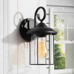 Uolfin 12.5 In. 1-LIGHT Black Outdoor Wall Lantern W/ Clear Seeded Glass. Fixed Price $59.95.