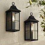 Sunderland 18 1/2" High Black Finish Steel Outdoor Wall Light Set Of. Fixed Price $399.98.