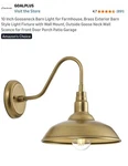 Goalplus 10 Inch Brass Gooseneck Barn Light Outdoor Wall Sconce Porch Garage. Fixed Price $35.00.