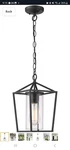 Emliviar Modern Outdoor Pendant Light, 1-LIGHT Hanging Clear Glass, 20065H Bk. Fixed Price $44.24.