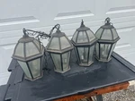 Vintage Quoizel Brass And Beveled Glass Hexagonal Lantern Mid/late 20TH Century. Fixed Price $250.00.