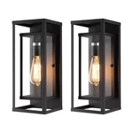 Mirrea 14" Classic Outdoor Wall Sconce Light In Matte Black Rectangular Met.... Fixed Price $97.97.
