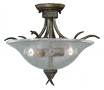 Autumn Patina And Clear Seeded Glass Semi Flush Ceiling Light Orig $261. Fixed Price $59.99.
