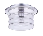 Satin Aluminum One Light Outdoor Flush Mount From The Canon Collection. Fixed Price $108.98.